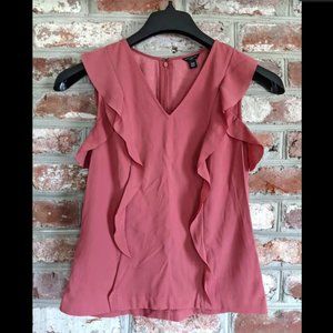 Ann Taylor Ruffle V-Neck Blouse - XS Petite